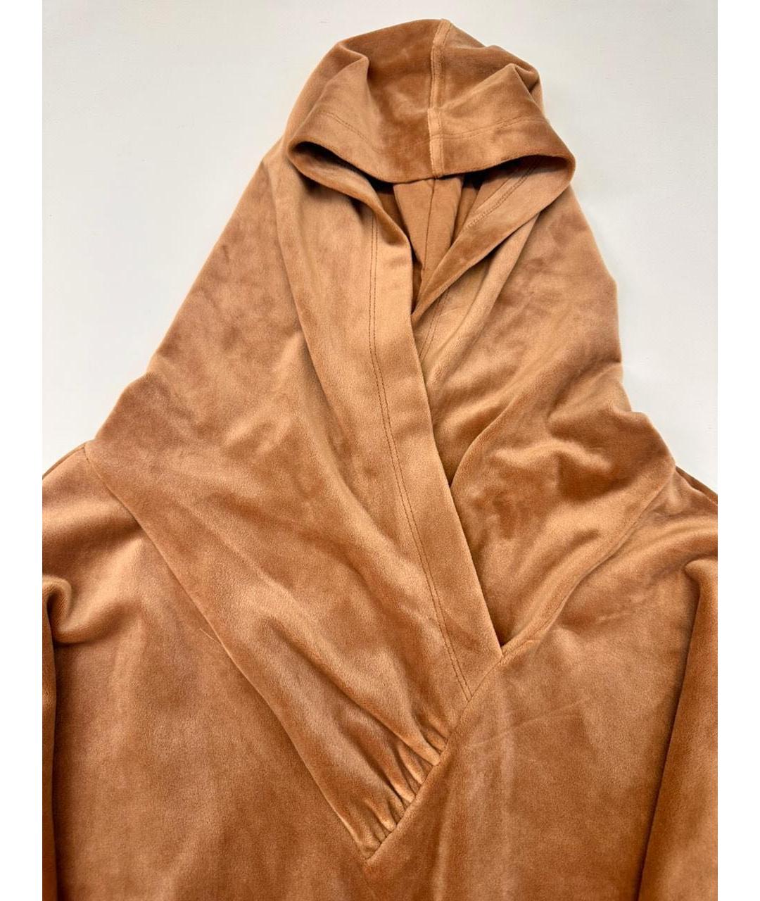 CALVIN KLEIN Коричневое велюровое повседневное платье, фото 3