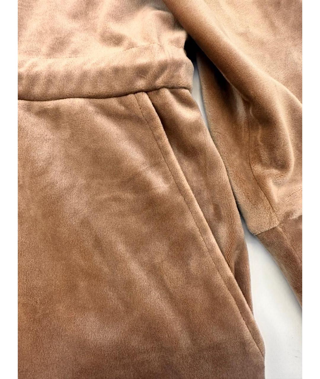 CALVIN KLEIN Коричневое велюровое повседневное платье, фото 7