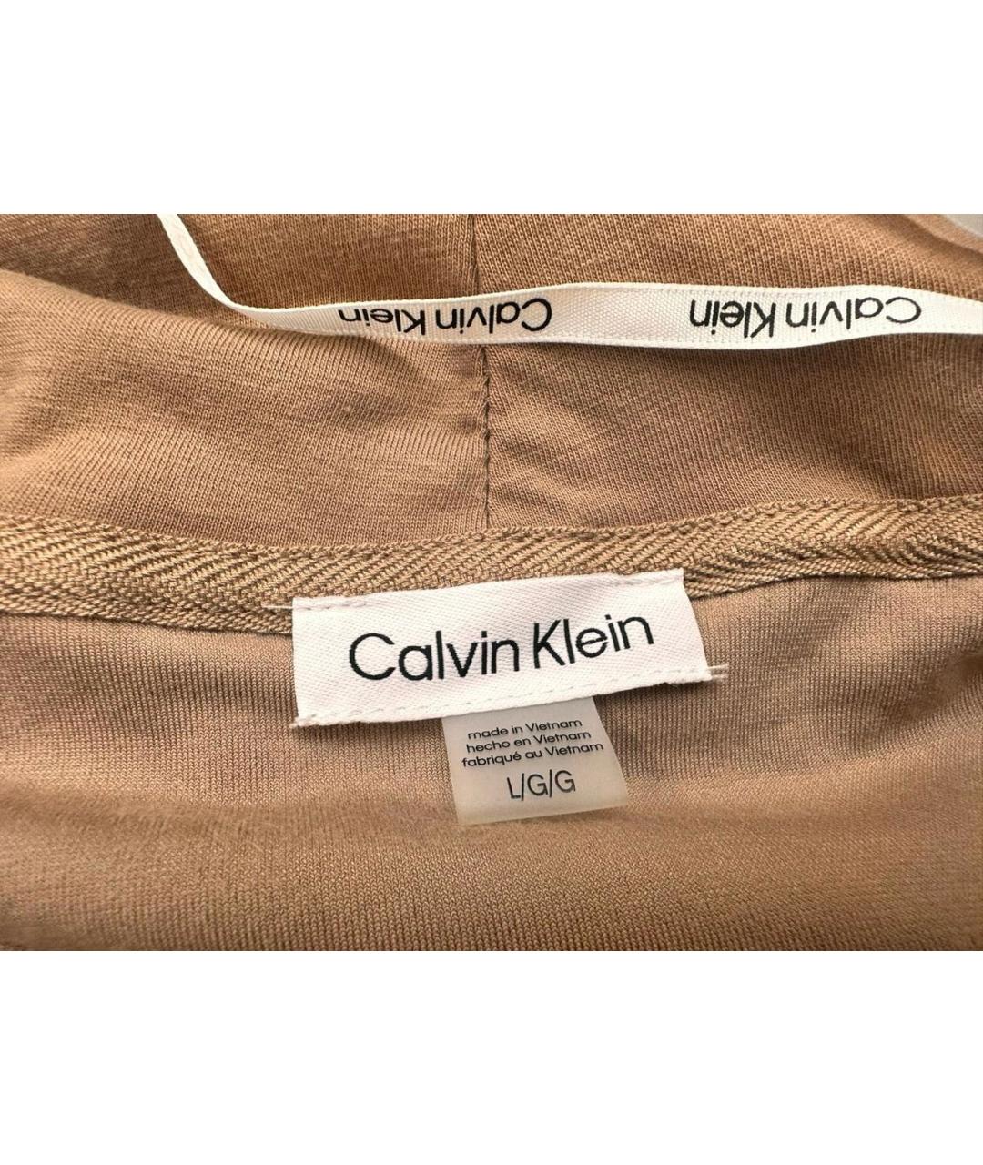 CALVIN KLEIN Коричневое велюровое повседневное платье, фото 4
