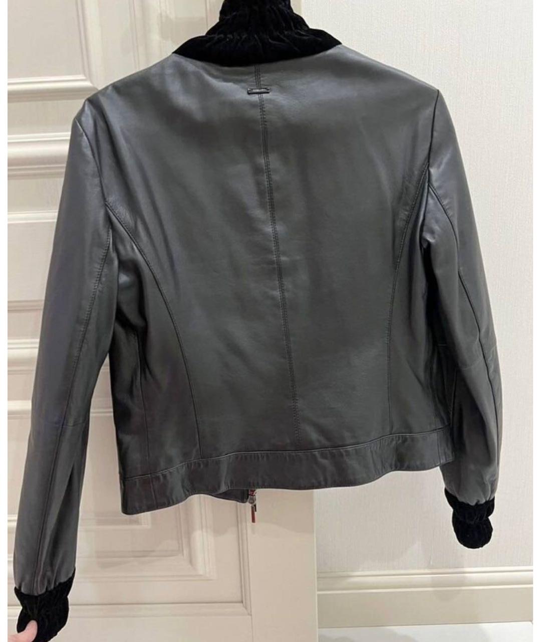 ARMANI JEANS Черная кожаная куртка, фото 2