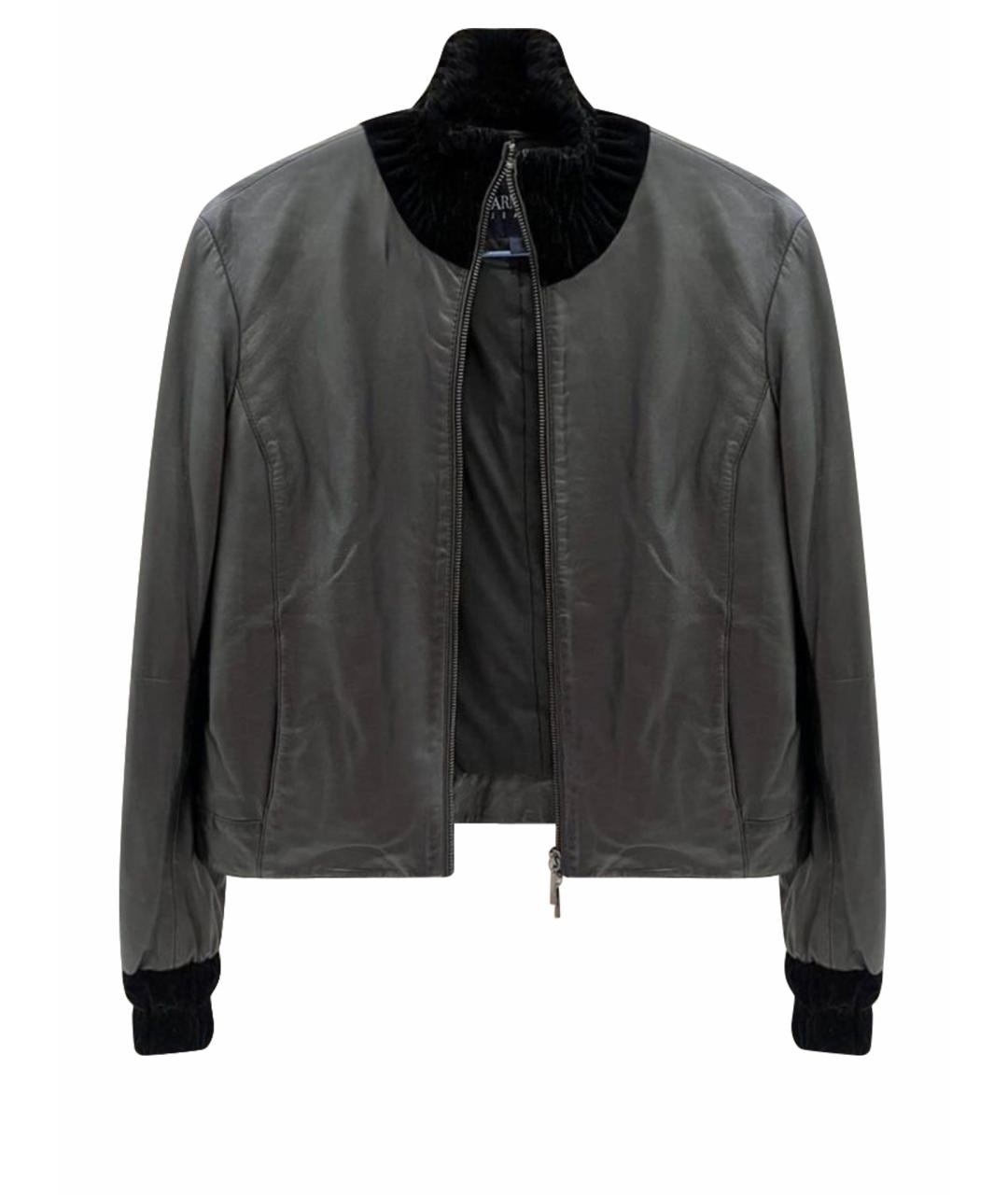 ARMANI JEANS Черная кожаная куртка, фото 1