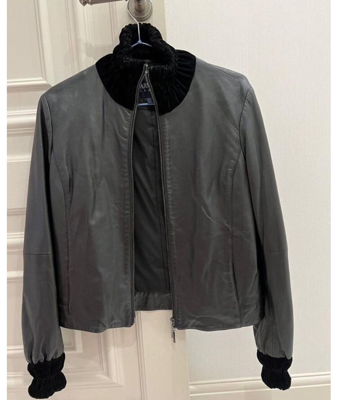 ARMANI JEANS Черная кожаная куртка, фото 6