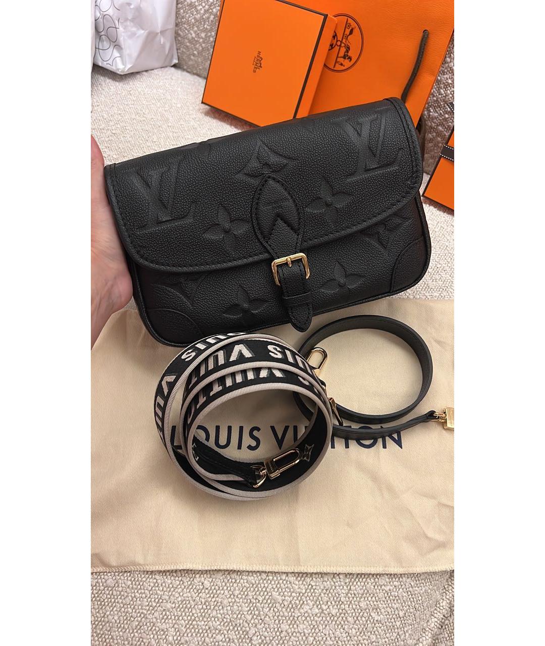 LOUIS VUITTON Черная кожаная сумка через плечо, фото 5