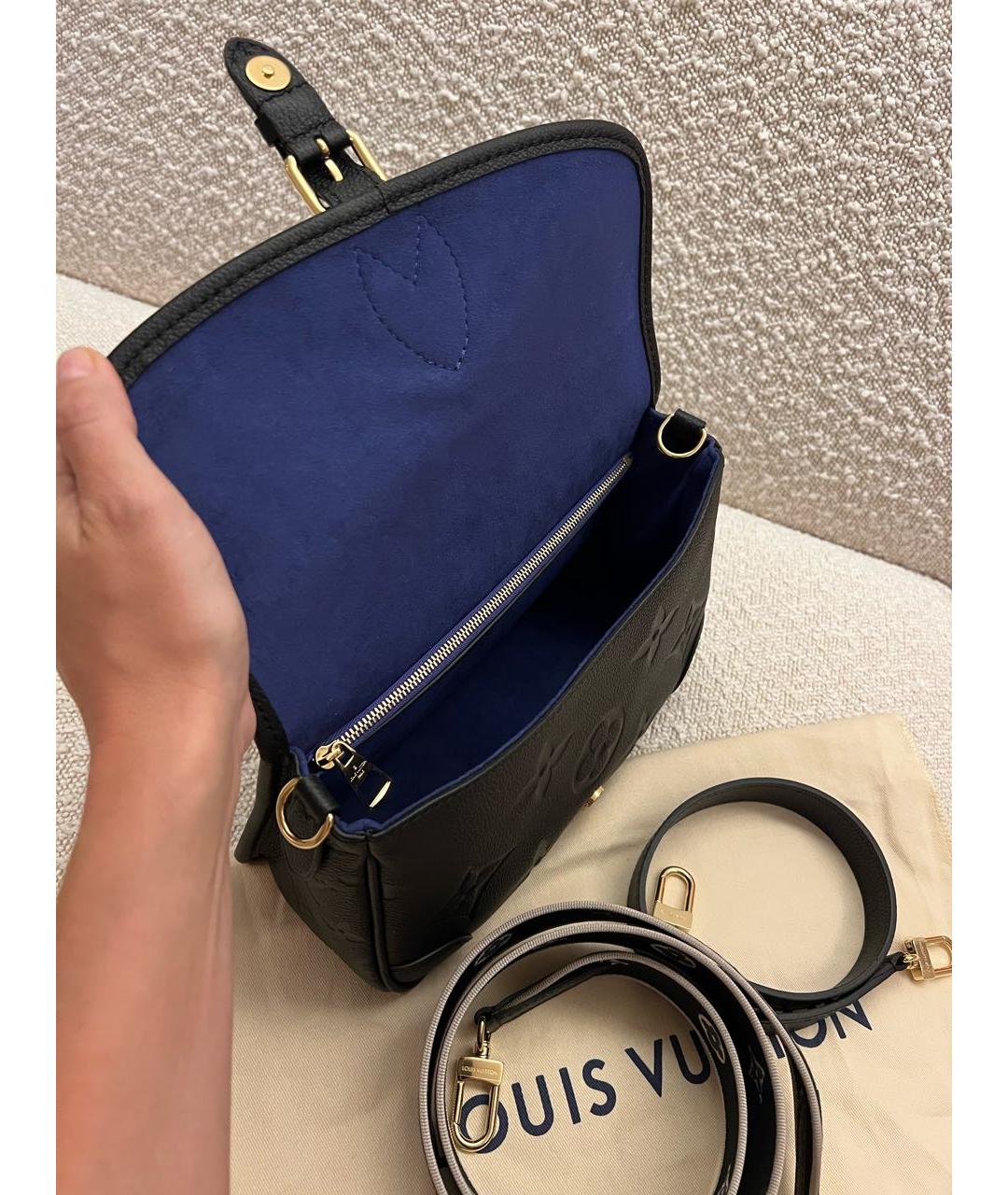 LOUIS VUITTON Черная кожаная сумка через плечо, фото 4