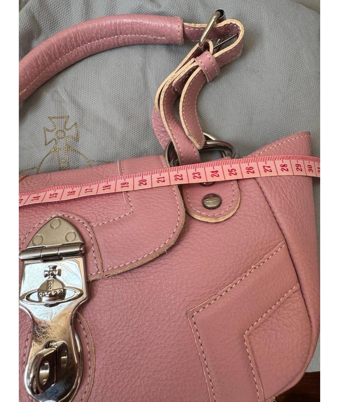 VIVIENNE WESTWOOD Розовая кожаная сумка с короткими ручками, фото 7