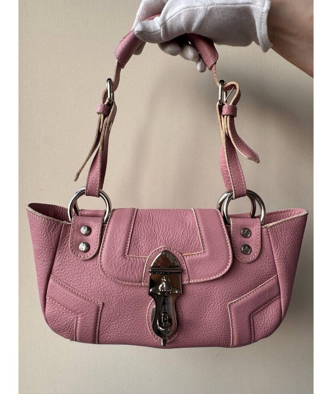 VIVIENNE WESTWOOD Розовая кожаная сумка с короткими ручками, фото 8