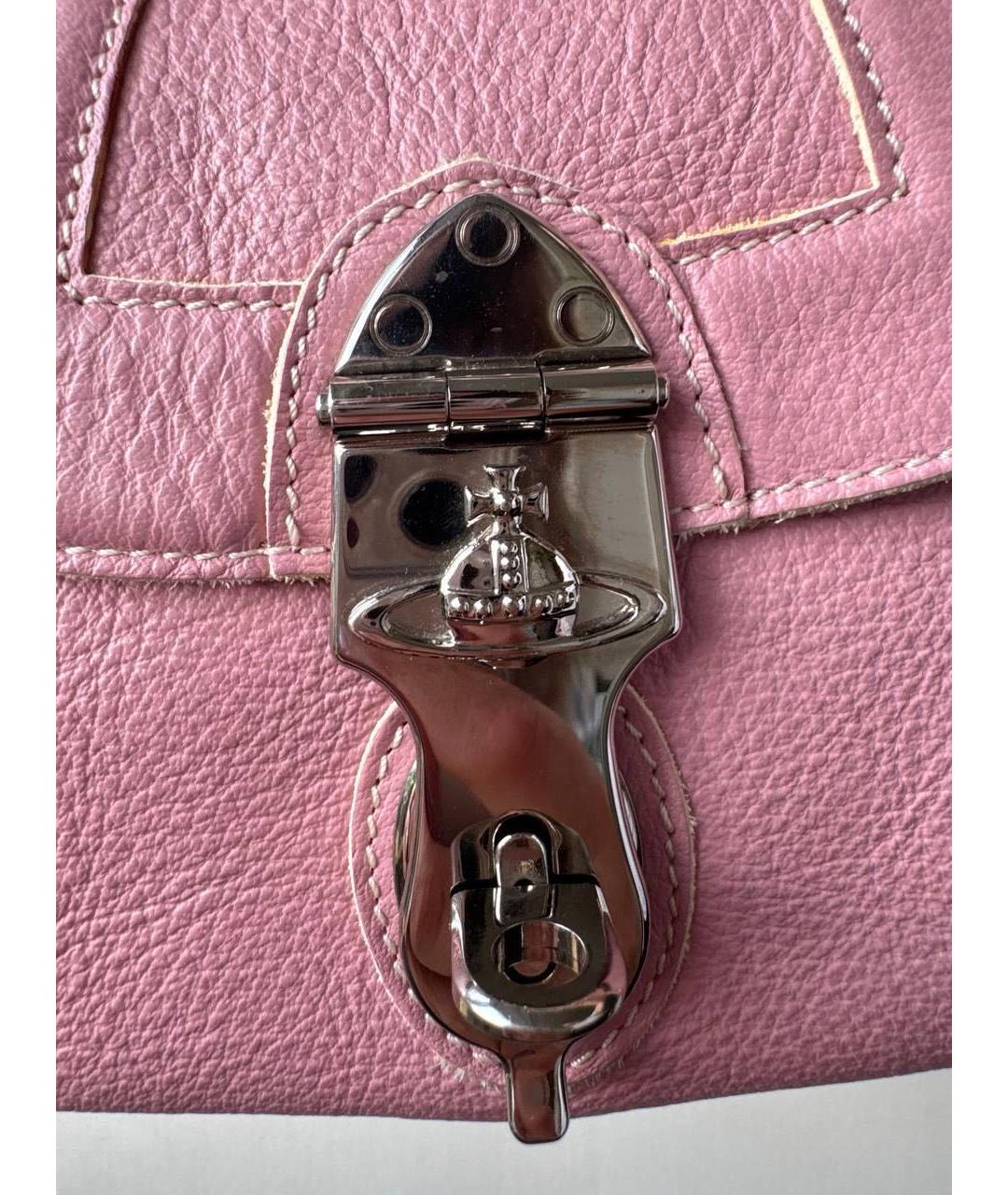 VIVIENNE WESTWOOD Розовая кожаная сумка с короткими ручками, фото 5