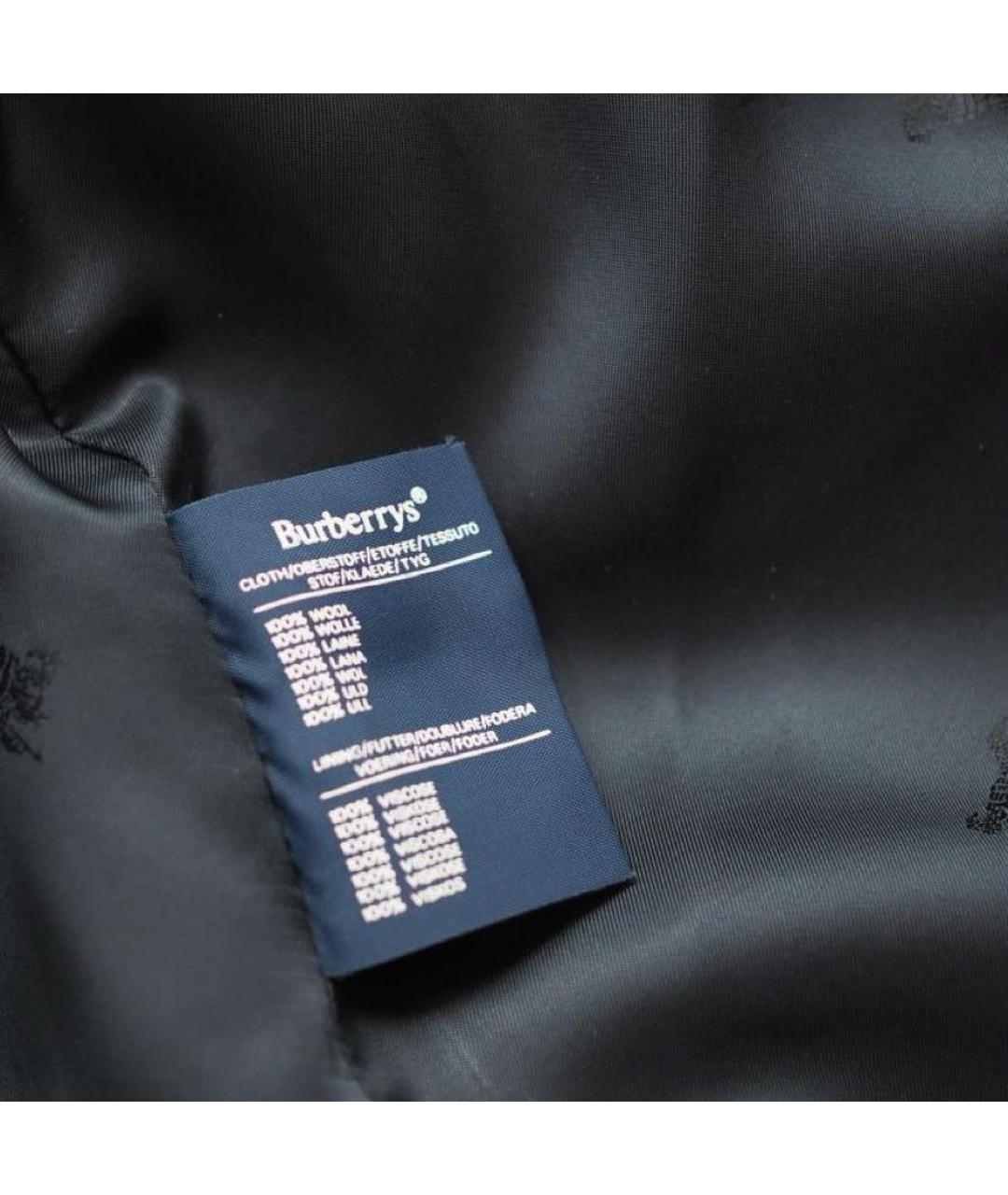 BURBERRY Темно-синее шерстяное пальто, фото 6