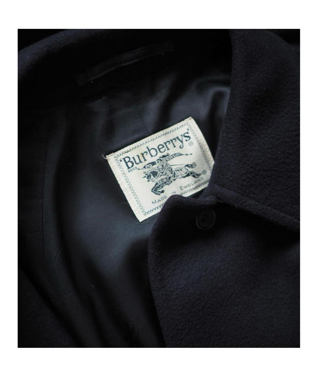 BURBERRY Темно-синее шерстяное пальто, фото 5