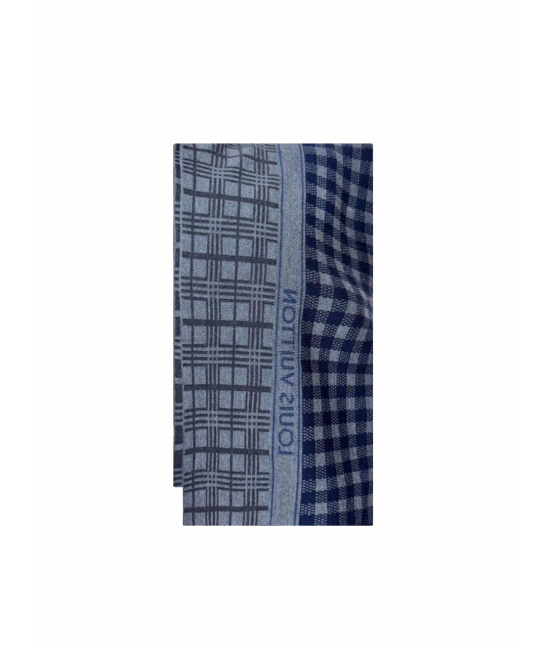 LOUIS VUITTON Синий шерстяной шарф, фото 1