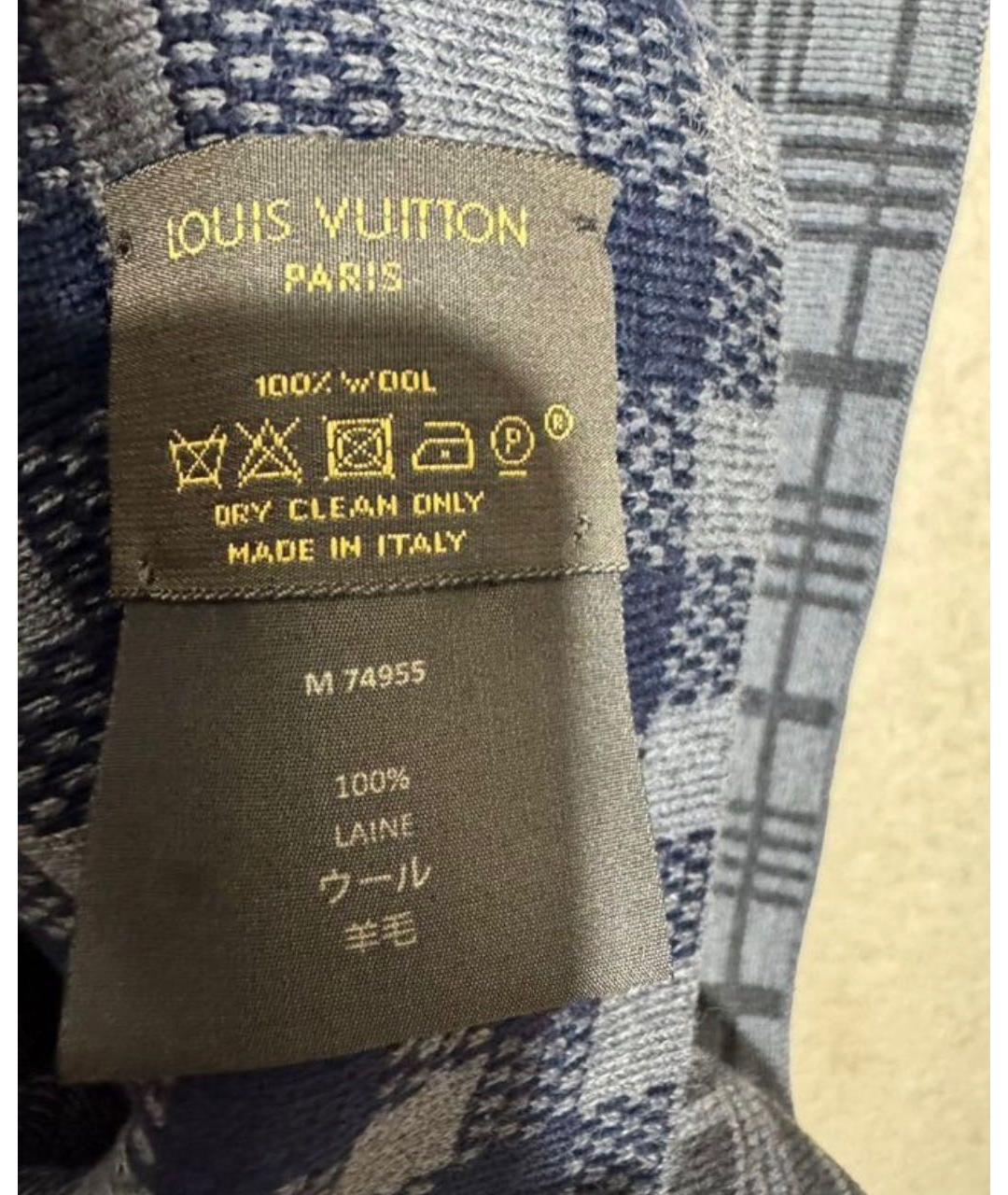 LOUIS VUITTON Синий шерстяной шарф, фото 3