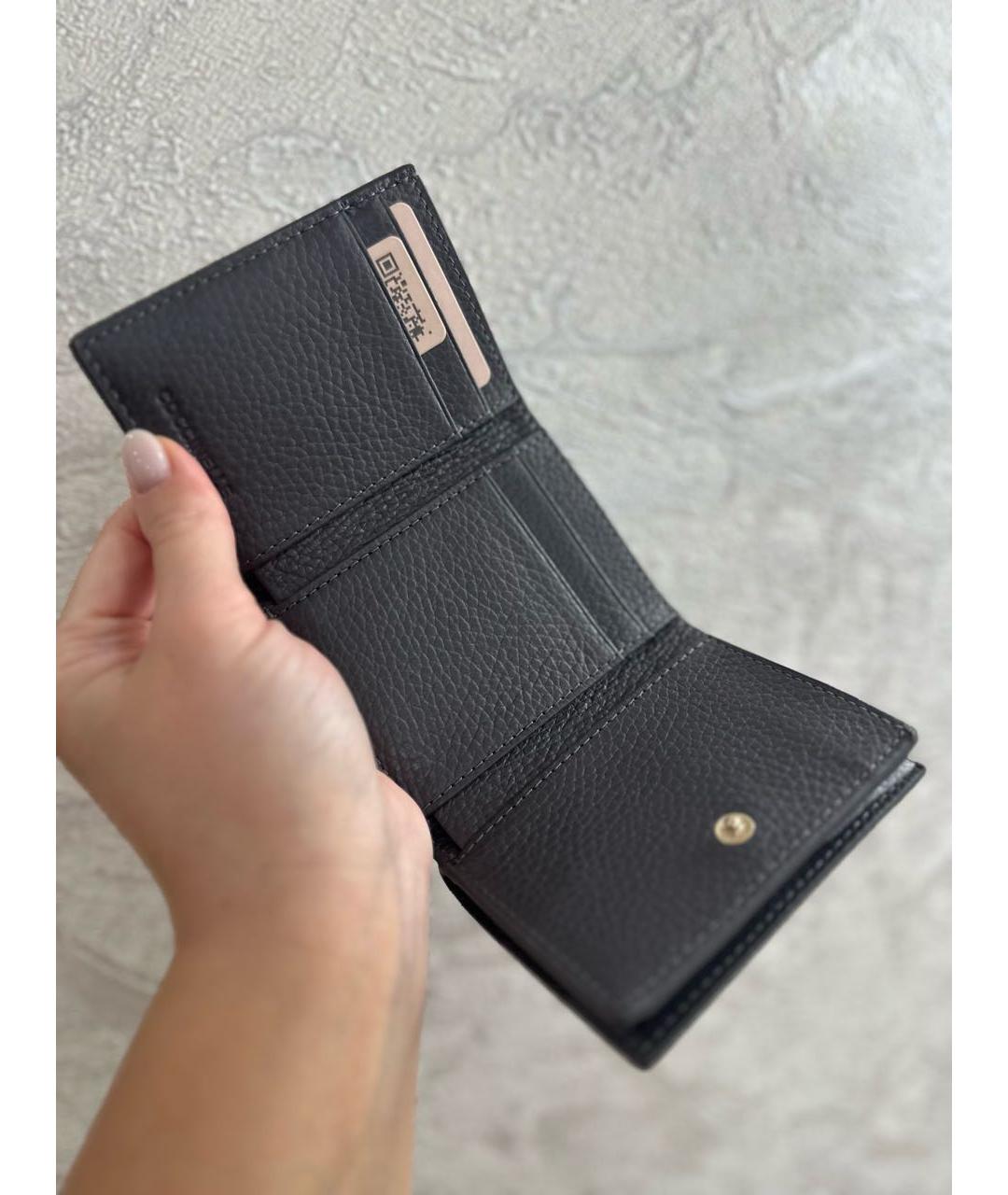 COCCINELLE Антрацитовый кожаный кошелек, фото 4
