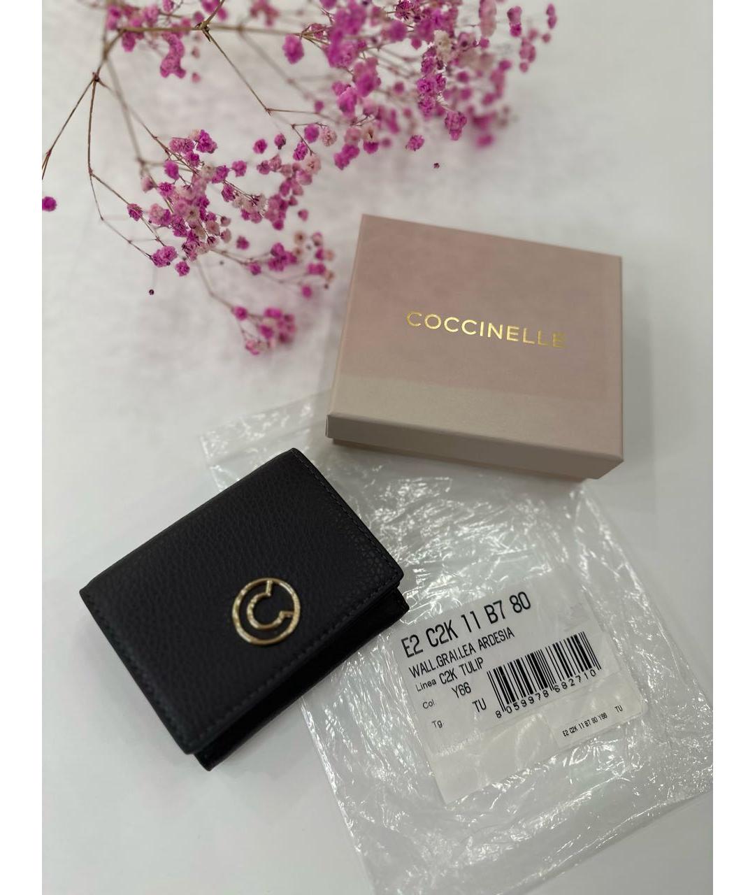 COCCINELLE Антрацитовый кожаный кошелек, фото 6