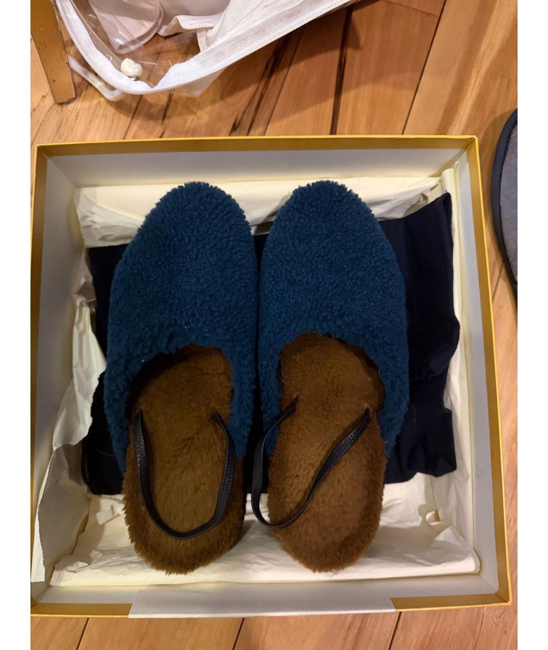 FENDI Темно-синие кожаные мюли, фото 3