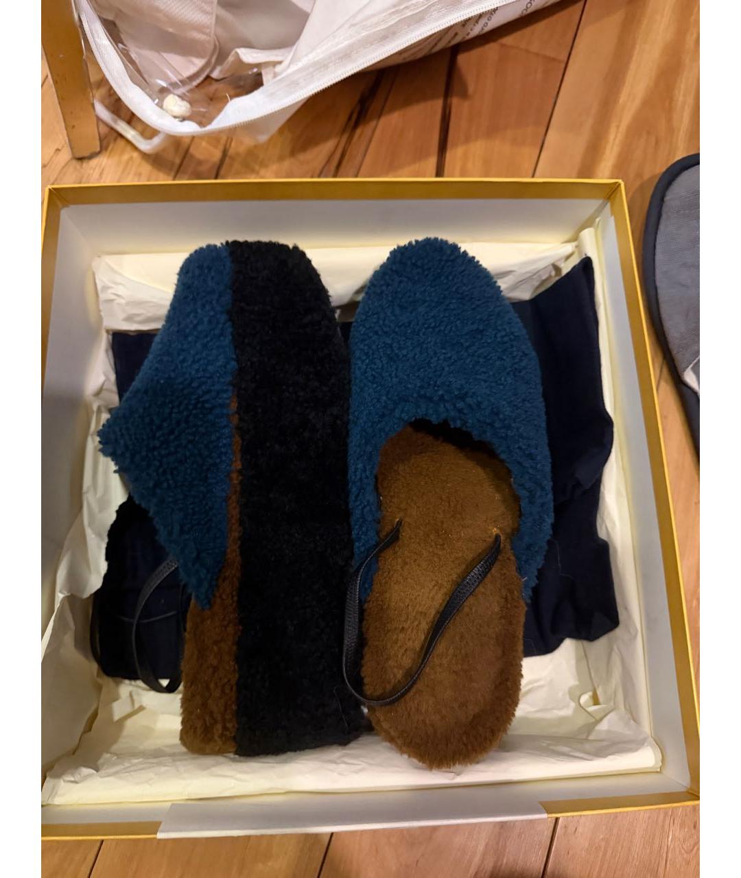 FENDI Темно-синие кожаные мюли, фото 2