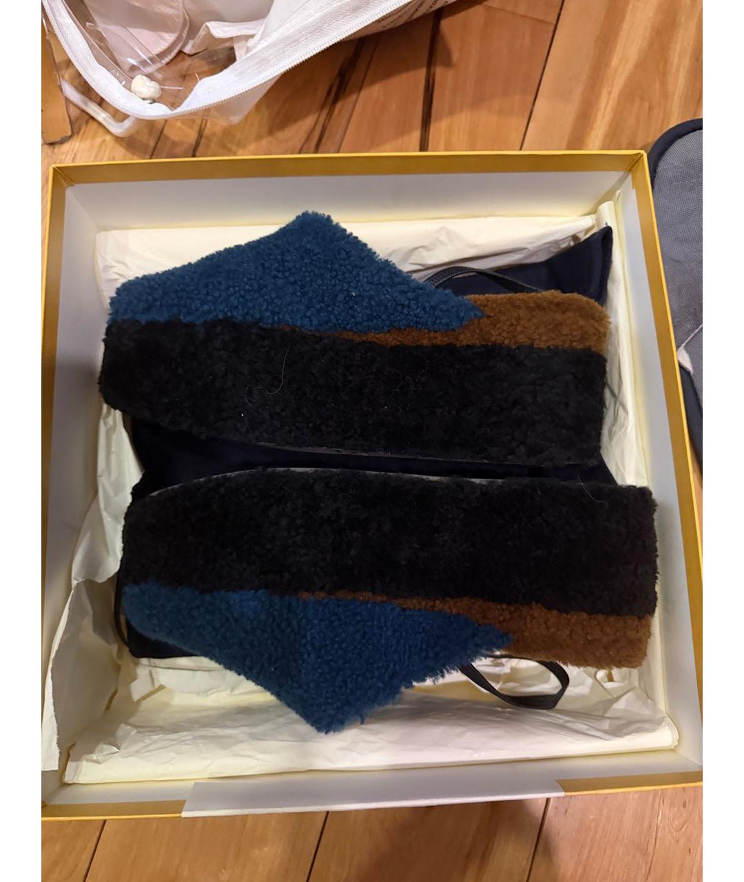 FENDI Темно-синие кожаные мюли, фото 5