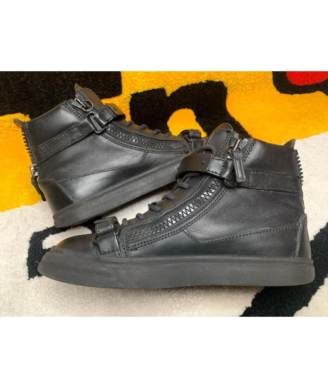 GIUSEPPE ZANOTTI DESIGN Черные кожаные кеды, фото 5