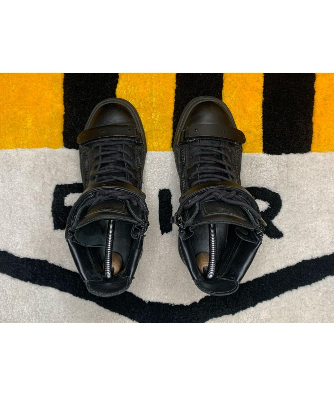 GIUSEPPE ZANOTTI DESIGN Черные кожаные кеды, фото 3