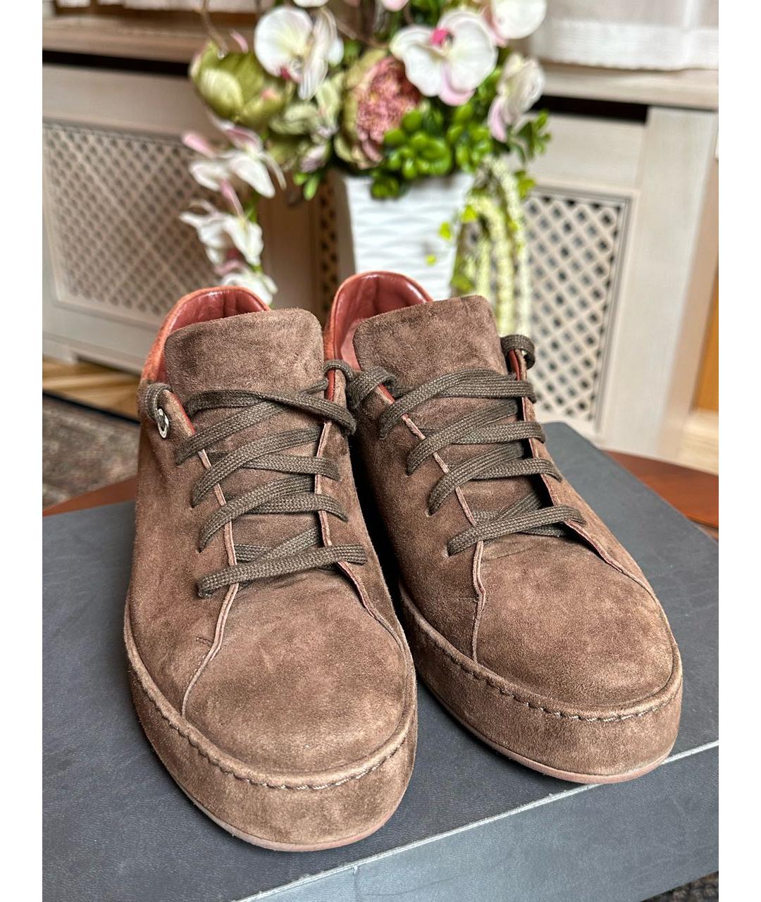 LORO PIANA Коричневые замшевые кеды, фото 2