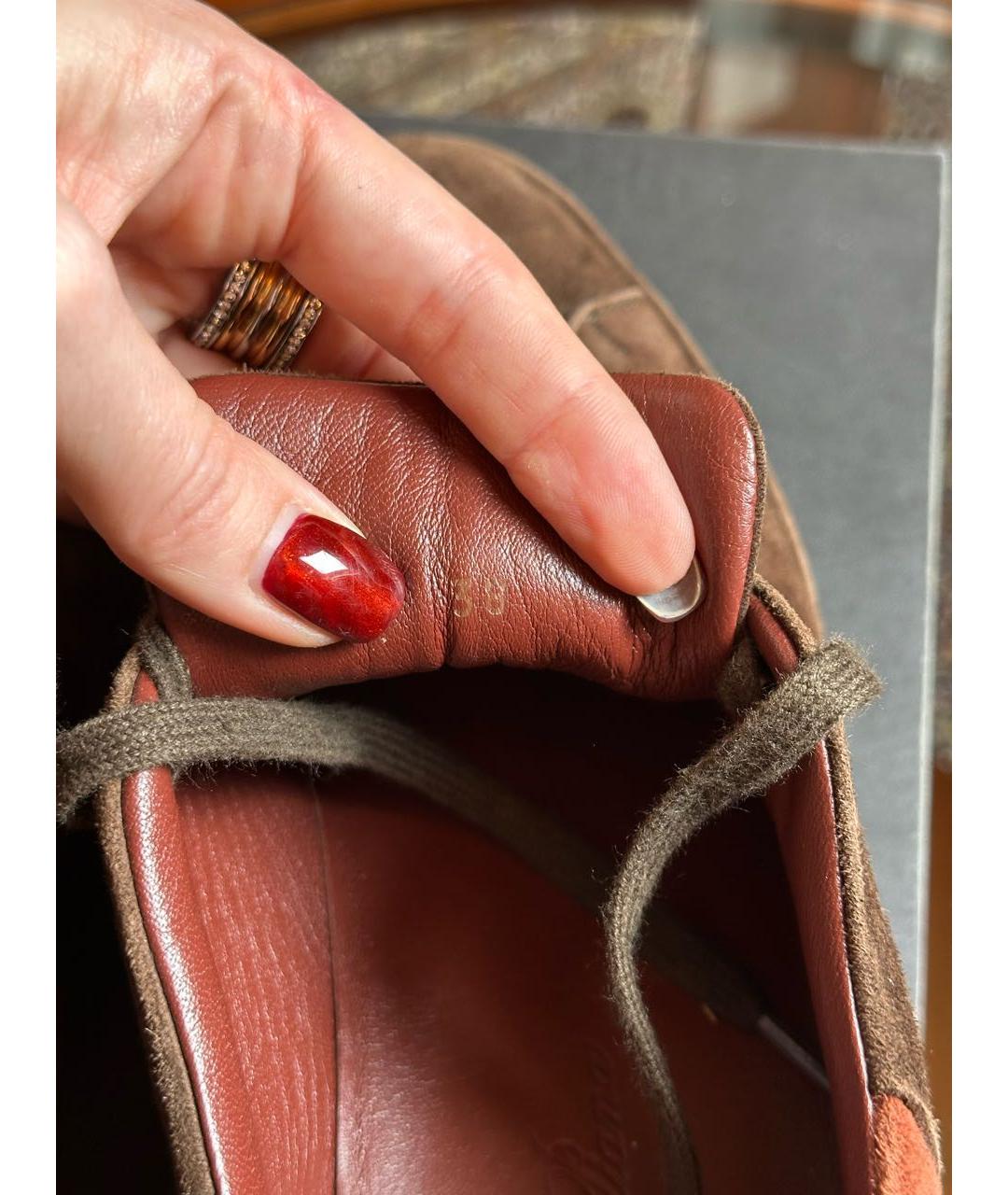 LORO PIANA Коричневые замшевые кеды, фото 7