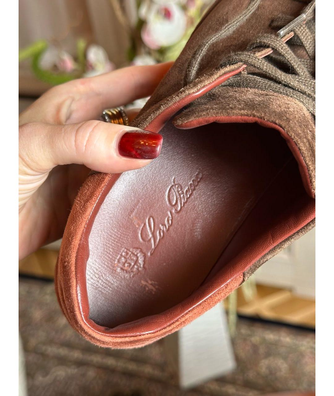 LORO PIANA Коричневые замшевые кеды, фото 6