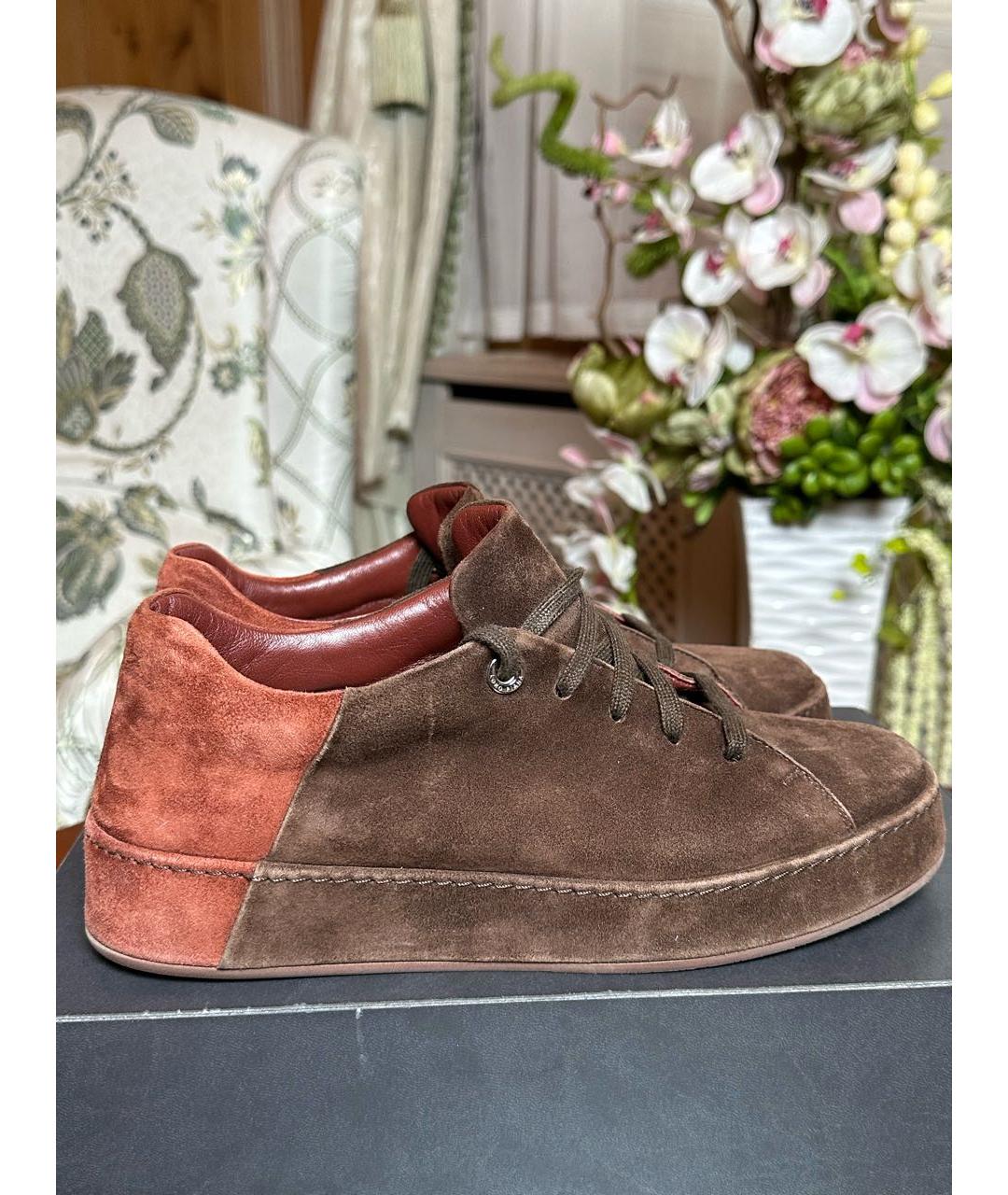 LORO PIANA Коричневые замшевые кеды, фото 4