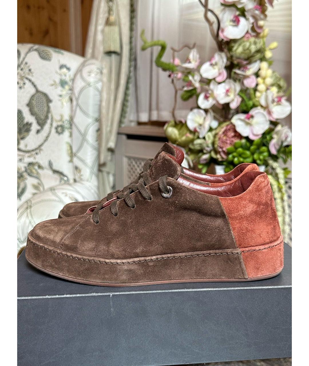 LORO PIANA Коричневые замшевые кеды, фото 9