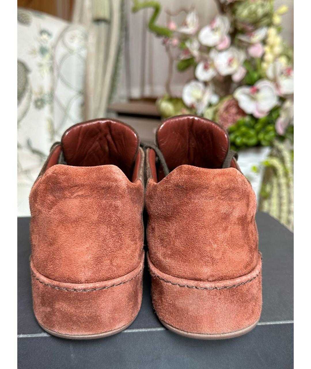 LORO PIANA Коричневые замшевые кеды, фото 3