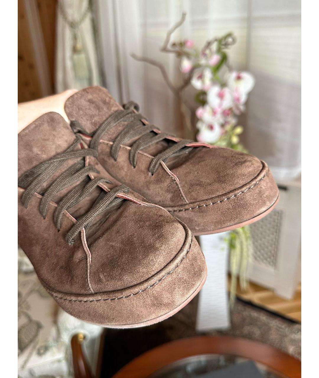 LORO PIANA Коричневые замшевые кеды, фото 5