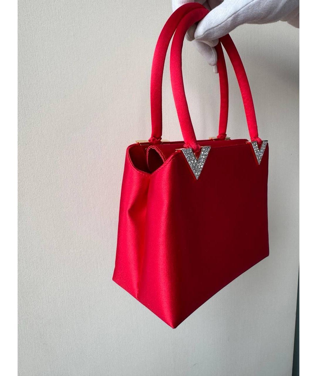 VALENTINO Красная тканевая сумка с короткими ручками, фото 3