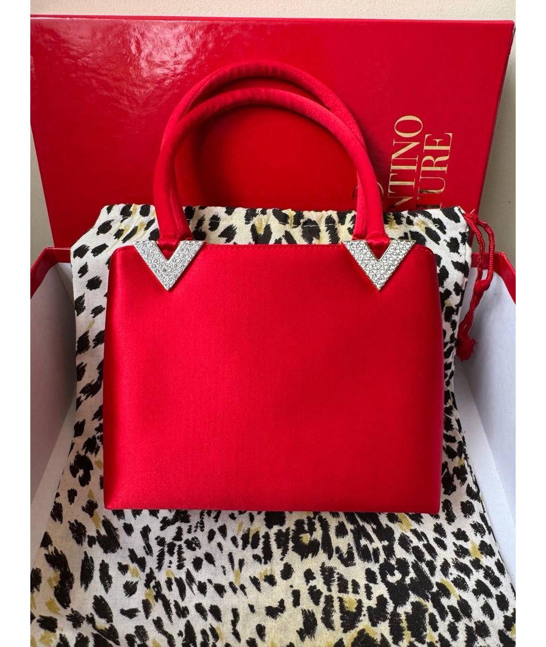 VALENTINO Красная тканевая сумка с короткими ручками, фото 9