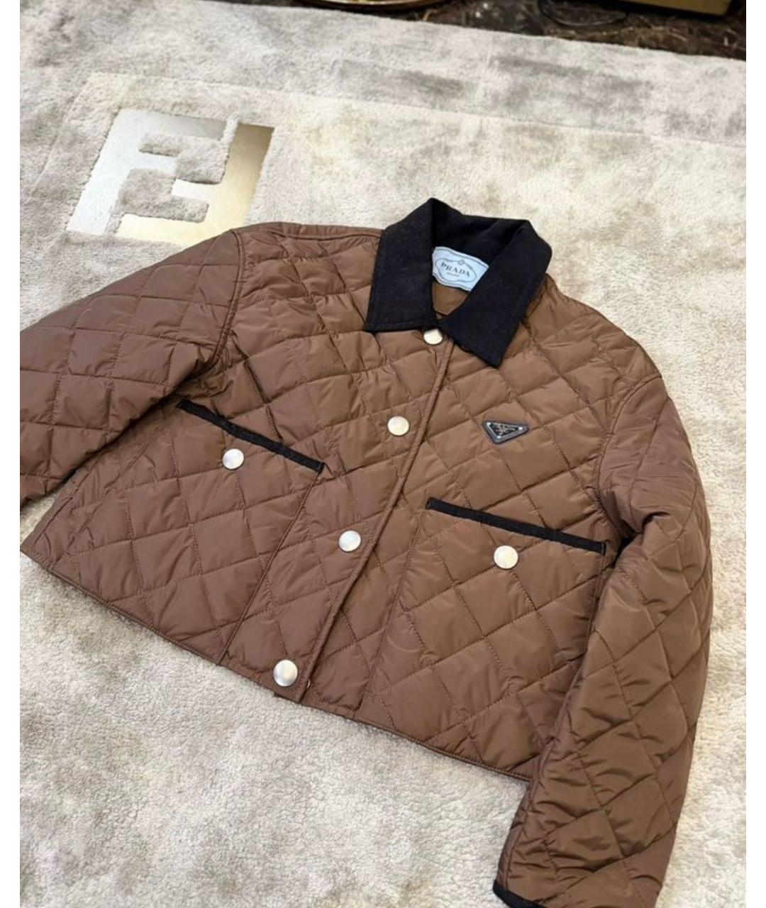 PRADA Коричневая полиамидовая куртка, фото 2