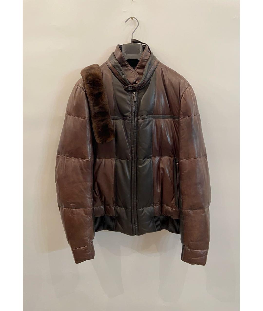 BRIONI Коричневый кожаный пуховик, фото 6