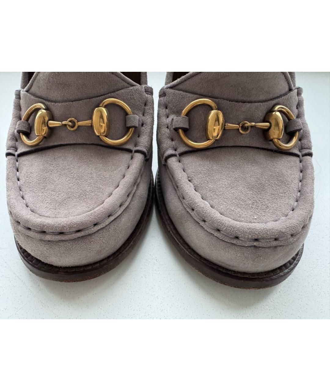 GUCCI Фиолетовые замшевые туфли, фото 5