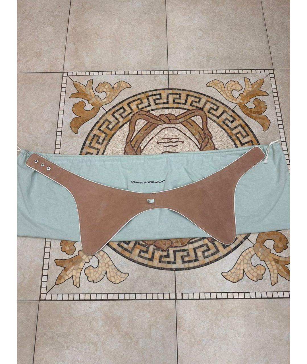 OFF-WHITE Бежевый кожаный ремень, фото 2