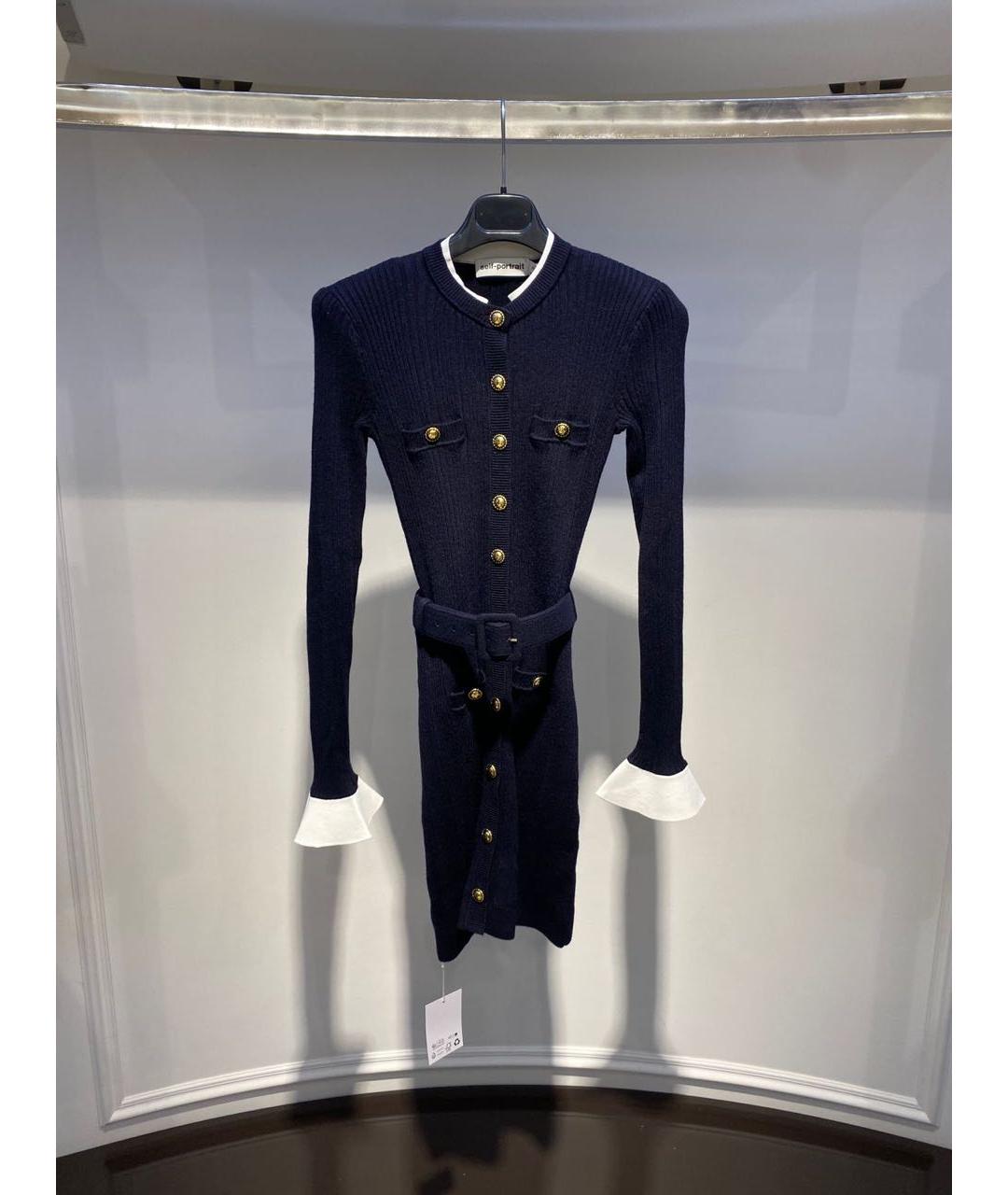 SELF-PORTRAIT Темно-синее повседневное платье, фото 3