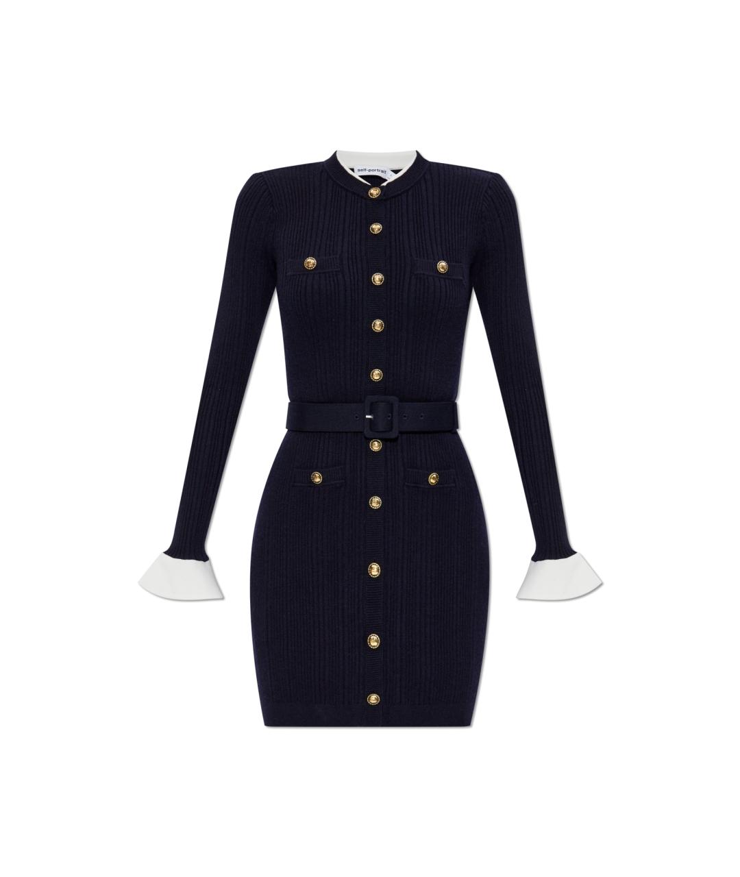 SELF-PORTRAIT Темно-синее повседневное платье, фото 1