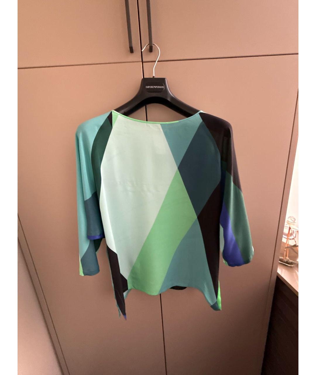 MAX MARA Зеленая шелковая блузы, фото 5