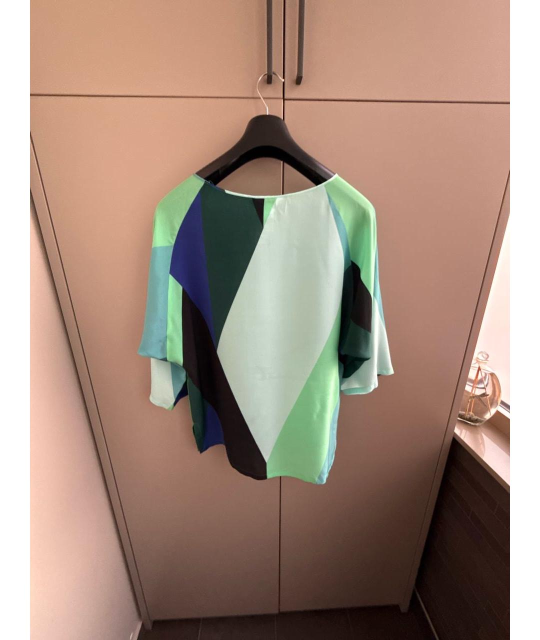 MAX MARA Зеленая шелковая блузы, фото 2