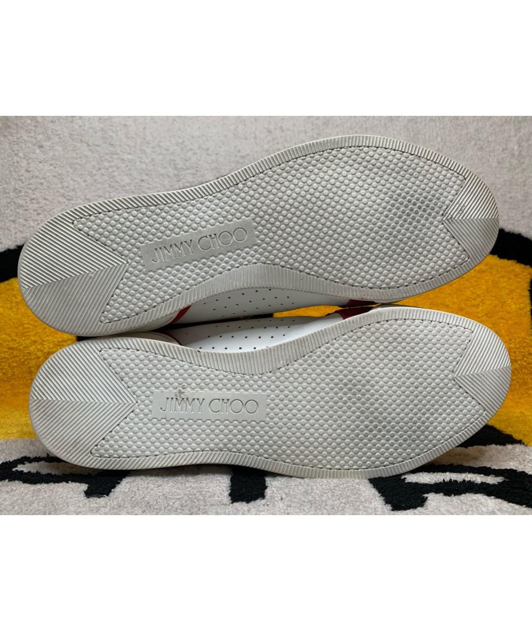 JIMMY CHOO Красные кожаные высокие кроссовки / кеды, фото 8