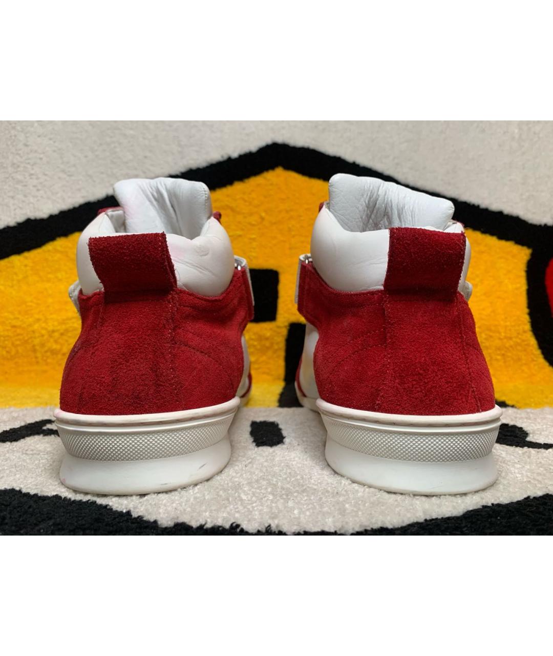 JIMMY CHOO Красные кожаные высокие кроссовки / кеды, фото 4