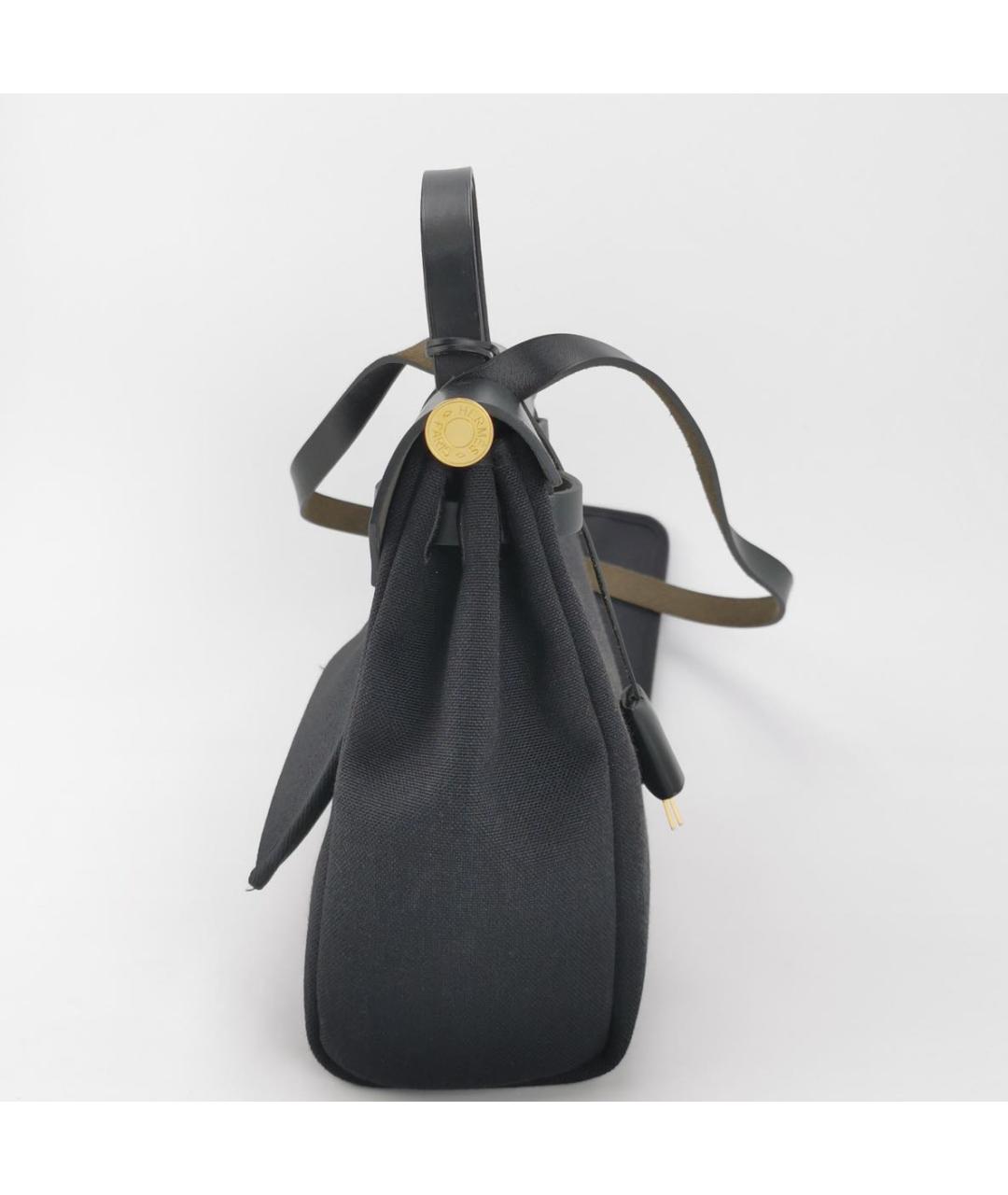 HERMES Черная кожаная сумка тоут, фото 3