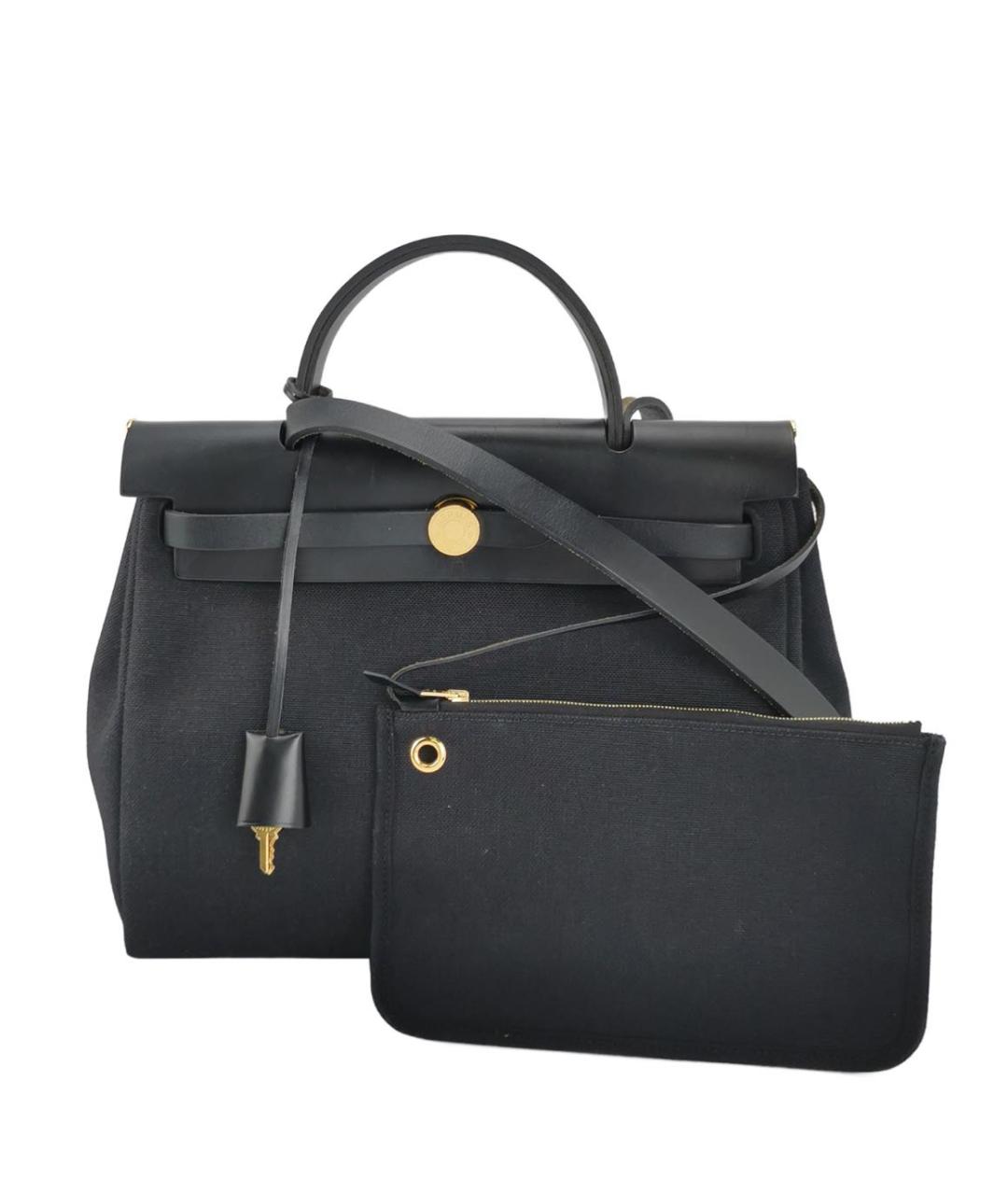 HERMES Черная кожаная сумка тоут, фото 9