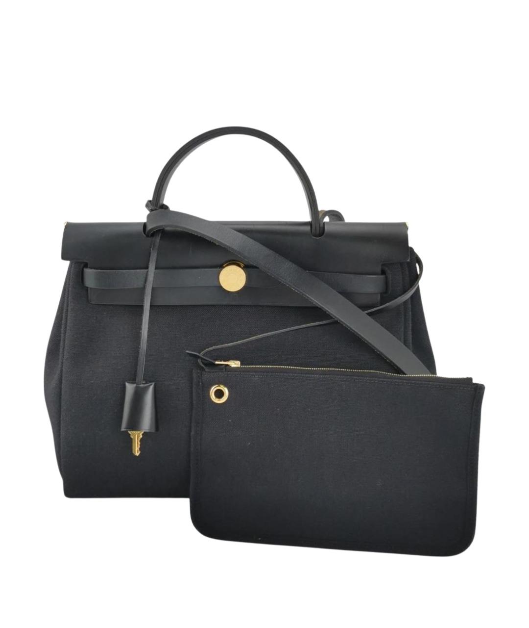 HERMES Черная кожаная сумка тоут, фото 1