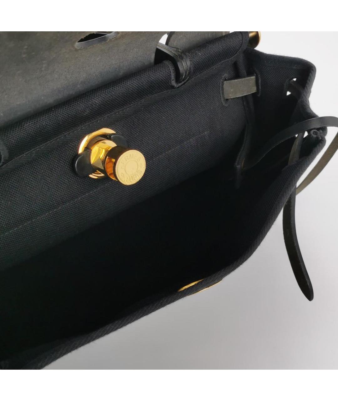 HERMES Черная кожаная сумка тоут, фото 6