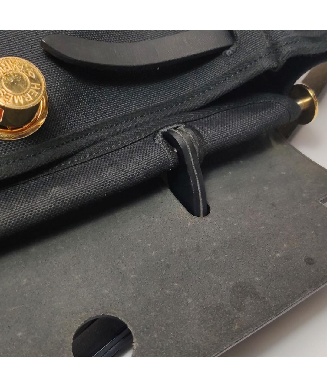 HERMES Черная кожаная сумка тоут, фото 7