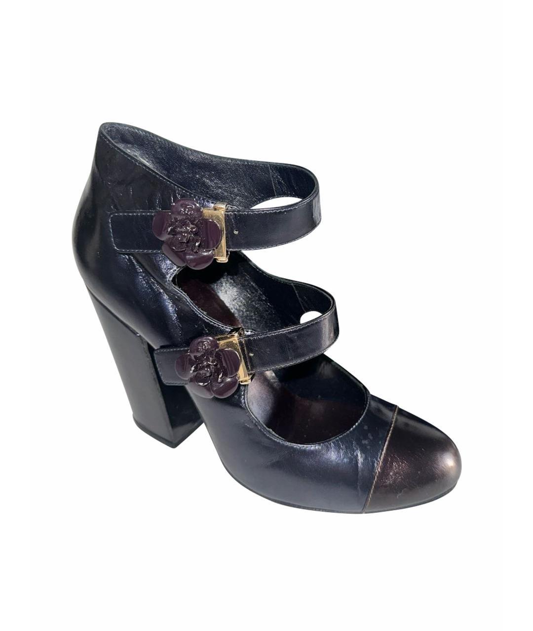 CHANEL Темно-синие кожаные туфли, фото 1