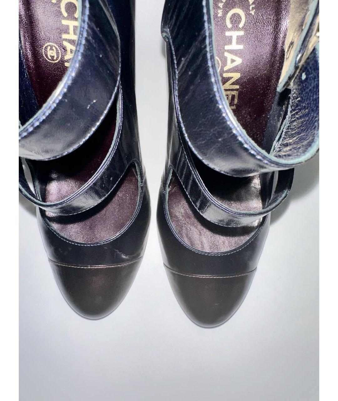 CHANEL Темно-синие кожаные туфли, фото 6