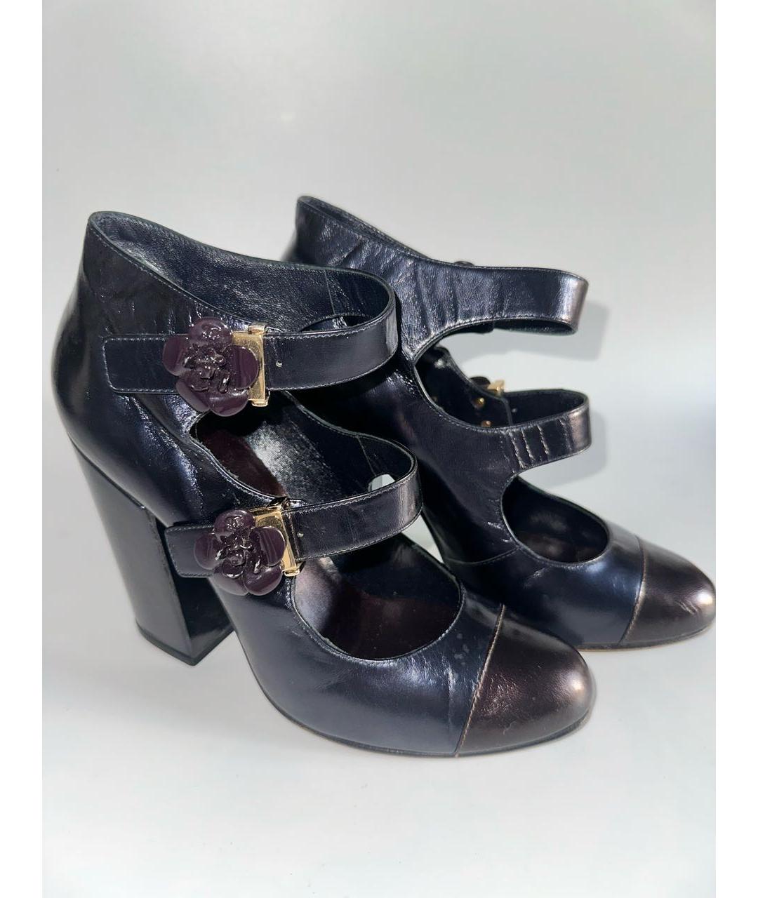 CHANEL Темно-синие кожаные туфли, фото 9