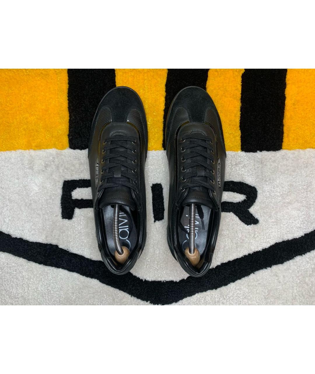 CALVIN KLEIN Черные кожаные низкие кроссовки / кеды, фото 3